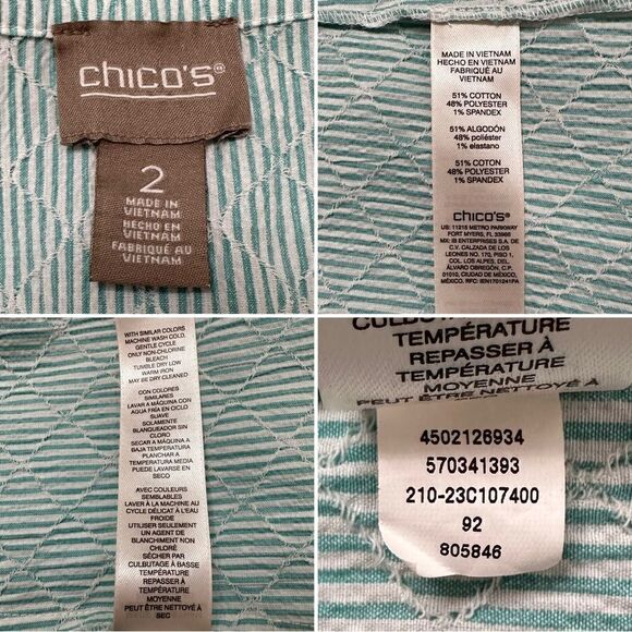 Chico’s Green Striped Diamond Textured Tie Front Shirt - Picture 10 of 12
